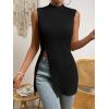 imageFloerns Womens Casual Sleeveless Mock Neck Split Hem Tank TopBlack