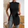 imageFloerns Womens Casual Sleeveless Mock Neck Split Hem Tank TopBlack