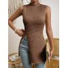 imageFloerns Womens Casual Sleeveless Mock Neck Split Hem Tank TopBrown