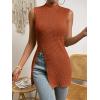 imageFloerns Womens Casual Sleeveless Mock Neck Split Hem Tank TopBurnt Orange
