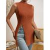 imageFloerns Womens Casual Sleeveless Mock Neck Split Hem Tank TopBurnt Orange