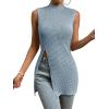 imageFloerns Womens Casual Sleeveless Mock Neck Split Hem Tank TopDusty Blue