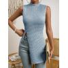 imageFloerns Womens Casual Sleeveless Mock Neck Split Hem Tank TopDusty Blue