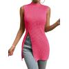 imageFloerns Womens Casual Sleeveless Mock Neck Split Hem Tank TopHot Pink