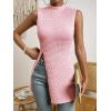 imageFloerns Womens Casual Sleeveless Mock Neck Split Hem Tank TopLight Solid Pink