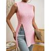 imageFloerns Womens Casual Sleeveless Mock Neck Split Hem Tank TopLight Solid Pink