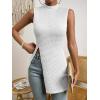imageFloerns Womens Casual Sleeveless Mock Neck Split Hem Tank TopWhite