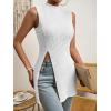 imageFloerns Womens Casual Sleeveless Mock Neck Split Hem Tank TopWhite