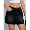 imageFloerns Womens Causal High Waist Raw Hem Pocket Denim Jean Short SkirtBlack Dull