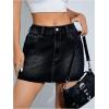 imageFloerns Womens Causal High Waist Raw Hem Pocket Denim Jean Short SkirtBlack Dull