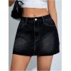 imageFloerns Womens Causal High Waist Raw Hem Pocket Denim Jean Short SkirtBlack Dull