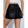 imageFloerns Womens Causal High Waist Raw Hem Pocket Denim Jean Short SkirtBlack Dull