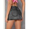 imageFloerns Womens Causal High Waist Raw Hem Pocket Denim Jean Short SkirtBlack Ink