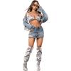 imageFloerns Womens Causal High Waist Raw Hem Pocket Denim Jean Short SkirtGrey Blue