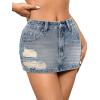imageFloerns Womens Causal High Waist Raw Hem Pocket Denim Jean Short SkirtGrey Blue