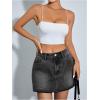 imageFloerns Womens Causal High Waist Raw Hem Pocket Denim Jean Short SkirtPale Grey