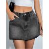 imageFloerns Womens Causal High Waist Raw Hem Pocket Denim Jean Short SkirtPale Grey