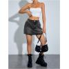 imageFloerns Womens Causal High Waist Raw Hem Pocket Denim Jean Short SkirtPale Grey