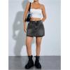 imageFloerns Womens Causal High Waist Raw Hem Pocket Denim Jean Short SkirtPale Grey