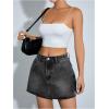 imageFloerns Womens Causal High Waist Raw Hem Pocket Denim Jean Short SkirtPale Grey
