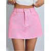 imageFloerns Womens Causal High Waist Raw Hem Pocket Denim Jean Short SkirtPink Solid