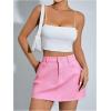 imageFloerns Womens Causal High Waist Raw Hem Pocket Denim Jean Short SkirtPink Solid