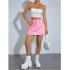 imageFloerns Womens Causal High Waist Raw Hem Pocket Denim Jean Short SkirtPink Solid