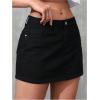 imageFloerns Womens Causal High Waist Raw Hem Pocket Denim Jean Short SkirtPlain Black