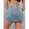 imageFloerns Womens Causal High Waist Raw Hem Pocket Denim Jean Short SkirtPlain Blue