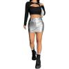 imageFloerns Womens Causal High Waist Raw Hem Pocket Denim Jean Short SkirtSilver