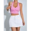 imageFloerns Womens Causal High Waist Raw Hem Pocket Denim Jean Short SkirtWhite Ivory