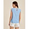 imageFloerns Womens Mock Neck Guipure Lace Trim Blouse TopsLight Blue
