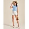 imageFloerns Womens Mock Neck Guipure Lace Trim Blouse TopsLight Blue