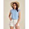 imageFloerns Womens Mock Neck Guipure Lace Trim Blouse TopsLight Blue