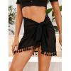 imageFloerns Womens Sheer Beach Swimwear Cover Up Wrap Mini SkirtBlack