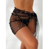imageFloerns Womens Sheer Beach Swimwear Cover Up Wrap Mini SkirtBlack Pearl