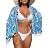 imageFloerns Womens Sheer Beach Swimwear Cover Up Wrap Mini SkirtBlue and White