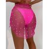 imageFloerns Womens Sheer Beach Swimwear Cover Up Wrap Mini SkirtHot Pink