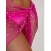 imageFloerns Womens Sheer Beach Swimwear Cover Up Wrap Mini SkirtHot Pink