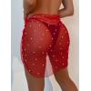 imageFloerns Womens Sheer Beach Swimwear Cover Up Wrap Mini SkirtRed