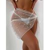 imageFloerns Womens Sheer Beach Swimwear Cover Up Wrap Mini SkirtWhite Solid