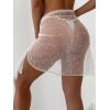 imageFloerns Womens Sheer Beach Swimwear Cover Up Wrap Mini SkirtWhite Solid