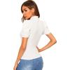 imageFloerns Womens Solid Tee Mock Neck Short Puff Sleeve Tops BlouseA White