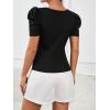 imageFloerns Womens Solid Tee Mock Neck Short Puff Sleeve Tops BlouseBlack Ink