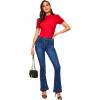 imageFloerns Womens Solid Tee Mock Neck Short Puff Sleeve Tops BlouseRed