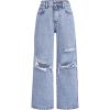 imageFloerns Girls Elastic Waist Distressed Ripped Straight Leg Denim JeansLight Wash