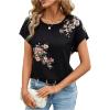 imageFloerns Womens Casual Cap Sleeve Leopard Print Satin Silk Blouse TopsBlack Floral