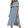imageFloerns Womens Casual Floral Print Crewneck Short Sleeve A Line Boho Maxi DressBlue
