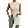 imageFloerns Womens Casual Sleeveless Mock Neck Split Hem Tank TopApricot