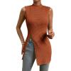 imageFloerns Womens Casual Sleeveless Mock Neck Split Hem Tank TopBurnt Orange